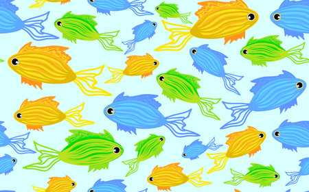 Cute seamless pattern with marine fishのイラスト素材