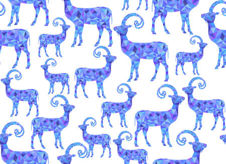 Vector seamless pattern with triangle goat - symbol of the upcoming year 2015のイラスト素材