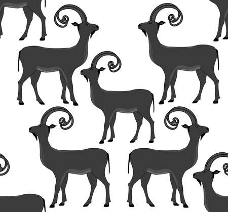 Vector seamless pattern with goats - symbol of the upcoming year 2015のイラスト素材