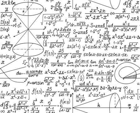 Mathematical vector seamless pattern with figures and calculations. You can use any color of backgroundのイラスト素材
