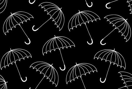 Beautiful vector black and white seamless pattern with umbrellasのイラスト素材