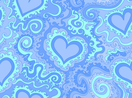 Abstract vector seamless pattern with figured hearts. Endless texture. You can use it as a...