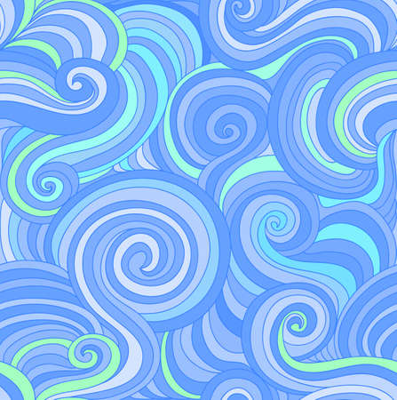Vector seamless texture with curling multicolored abstract lines. Endless vector backgroundのイラスト素材