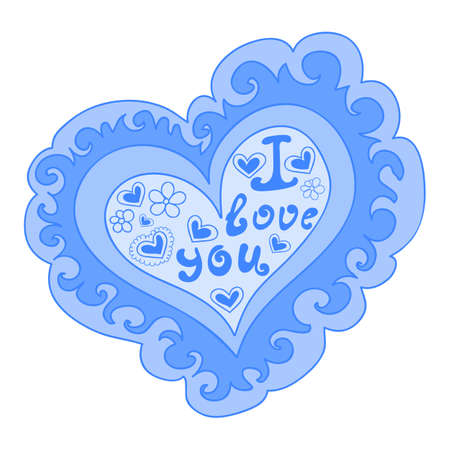 Abstract vector figured heart with words of love on it. You can use it as a decorative card or backgroundのイラスト素材