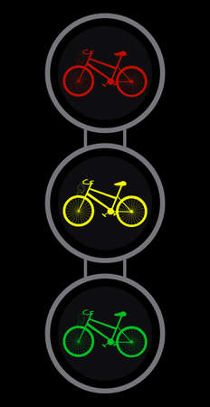 Road vector traffic lights with bicyclesのイラスト素材