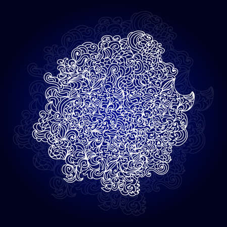 Beautiful abstract vector lace ornament with reflection on blue backgroundのイラスト素材