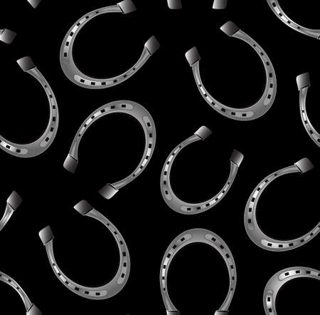 Abstract vector seamless pattern with silver horseshoes. Decorative endless textureのイラスト素材