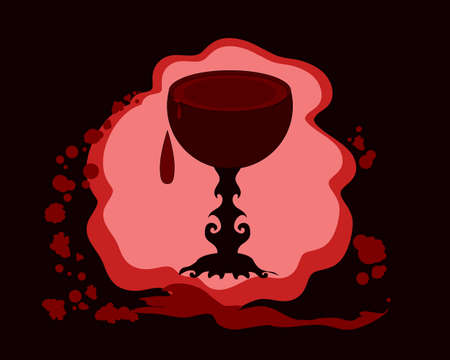 Halloween vector illustration with vampire cup full of bloodのイラスト素材