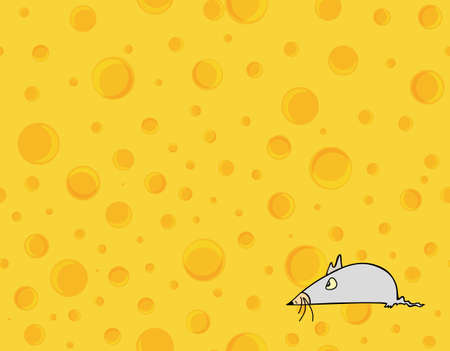 Cheese vector seamless texture with little grey mouse on itのイラスト素材