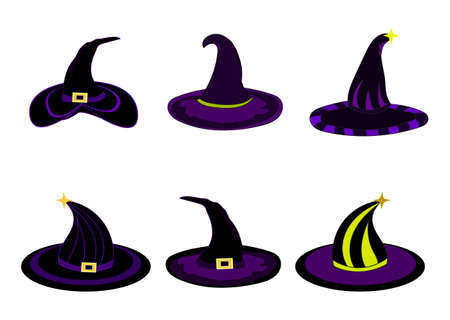 Vector set of Halloween witch hatsのイラスト素材