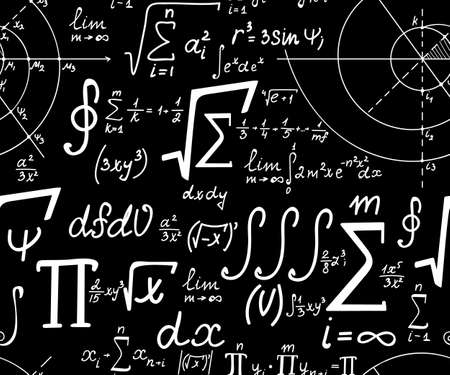 Mathematical vector seamless texture with various mathematical signs, calculations and formulasのイラスト素材