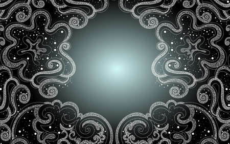 Abstract decorative vector frame with curling lines. You can use any color of backgroundのイラスト素材