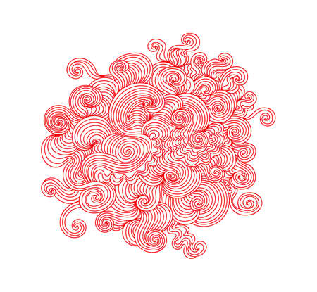 Abstract vector red doodle pattern. Decorative vector backgroundのイラスト素材