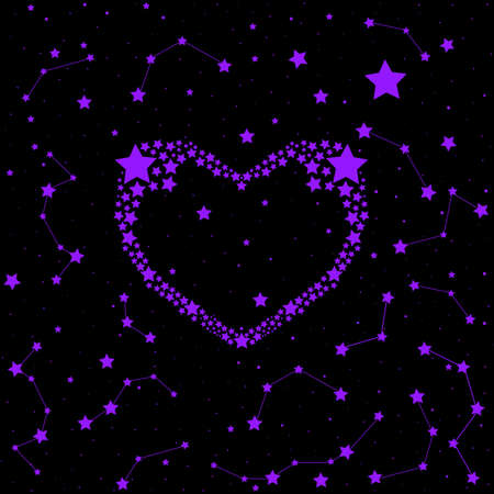 Valentines day vector starry background with heart made of starsのイラスト素材