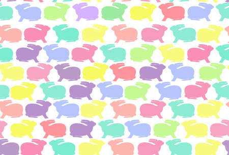 Colorful vector seamless pattern with cute Easter bunniesのイラスト素材