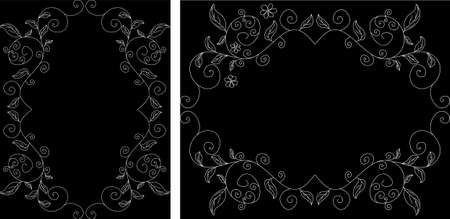 Abstract vector floral frame with leaves and flowersのイラスト素材