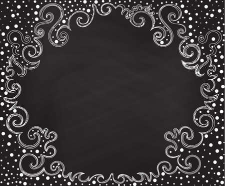 Abstract vector frame with curling figured handdrawn lines and chalk effectのイラスト素材