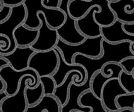 Abstract vector seamless background with handwritten curling figured linesのイラスト素材