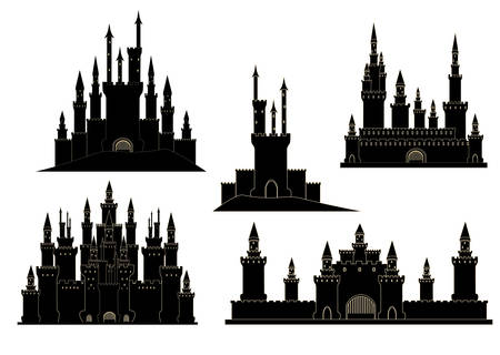 Vector set with old medieval castlesのイラスト素材