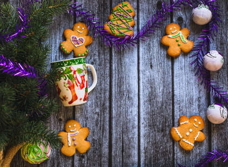 Gingerbreads Men Christmas subject and decorationsの写真素材