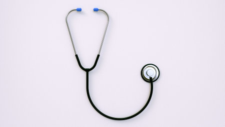 3d render of realistic stethoscope isolated on white backgroundの写真素材