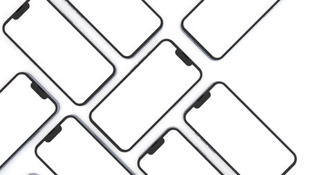 Mobile app design phone showcase mockup with space for text isolated on white background. 3d render