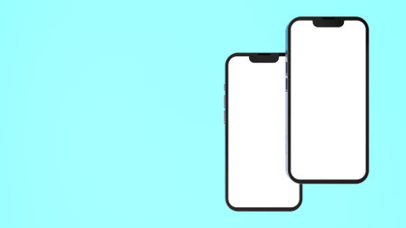 Realistic smartphone mockup. Device UI/UX mockup for presentation template. Cellphone frame with blank display isolated templates, phone different angles views. 3d renderの写真素材