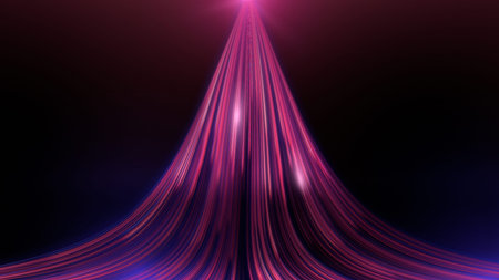 3d render, abstract colorful background, bright neon rays and glowing lines. Red and blue lines,...