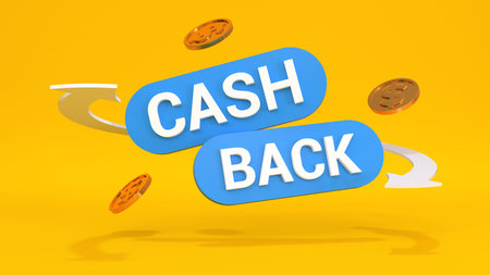 Cashback loyalty program banner concept. Cash back service after purchase promo sign with returned...