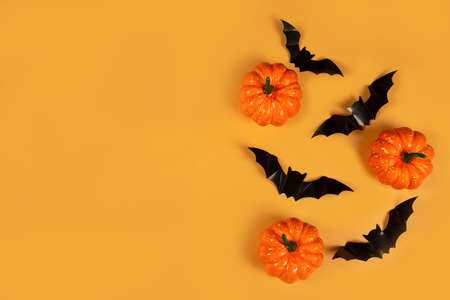 halloween on orange background. Special offer symbol. Celebration concept.の写真素材