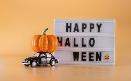 Happy halloween on orange background. Special offer symbol. Celebration concept. Discount offer...