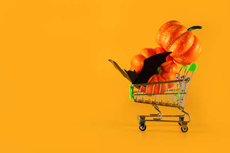 Happy halloween on orange background. Special offer symbol. Flat design. Design element. Celebration concept. Discount offer price signの写真素材