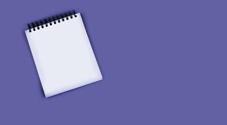 Flat layout on very peri lavender background. Horizontal photo. Composition concept online conference, desktop, office work and training, concept bloging, online educationの写真素材