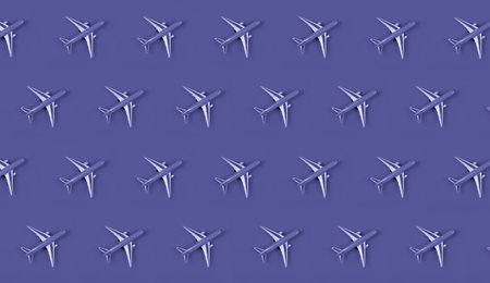 Airplane, miniature pattern on very peri lavender background.