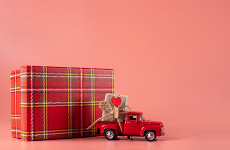 Bright packaging for purchases, gifts and parcels on a pink background