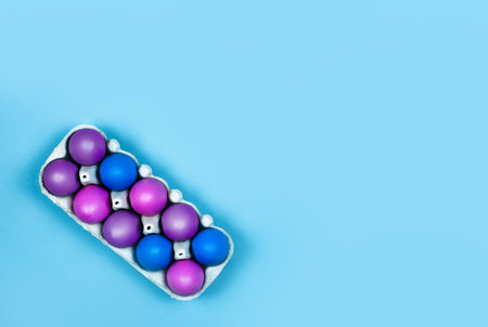 Wide banner on a blue background. The concept of online shopping for Easter, purchases and sale for...