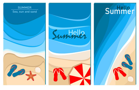 Set of vertical banners. Background for social networks, flyers, booklets, invitations, travel packages. Banners for print and online advertising.のイラスト素材