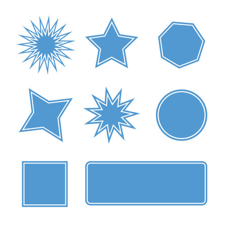 Vector set of design elements stickers, patches and stickers with copy space for text - abstract background elements for branding, packaging, prints and social media postsのイラスト素材