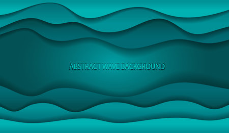 Abstract green layers paper carve background.Paper art style of nature concept design.Vector illustrationのイラスト素材