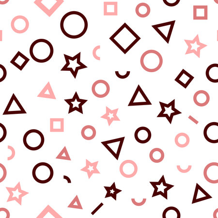 Seamless pattern of abstract geometric shapes on white and transparent backgroundsのイラスト素材