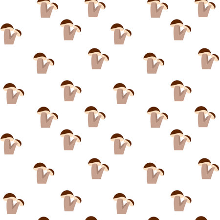 Seamless pattern with mushrooms. Black icon of mushrooms on white background. Isolated symbol mushroom in flat style. Design for print on fabric, wrapping paper, packing, wallpaperのイラスト素材