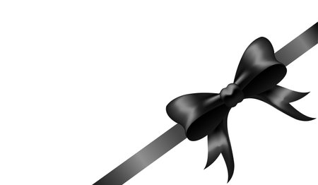 Illustration of a black bow with a ribbon on a white backgroundのイラスト素材