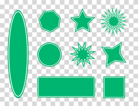 Vector set of design elements stickers, patches and stickers with copy space for text - abstract background elements for branding, packaging, prints and social media postsのイラスト素材