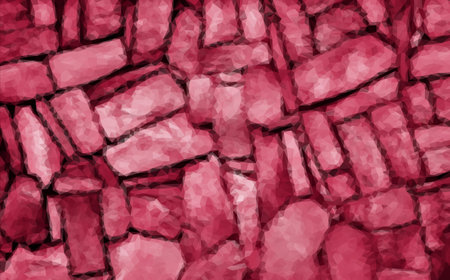 The wall natural stone, the masonry is stone on cement. Concept - stone wallpaper, background and decor, Viva Magenta color backgroundのイラスト素材