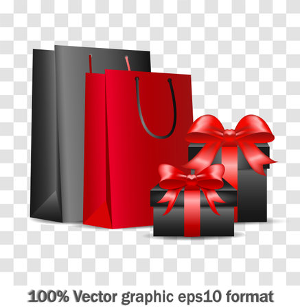 shopping on black friday and cyber monday, orders of goods and gifts from online storesのイラスト素材