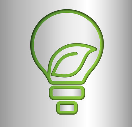 Save energy creative idea concept. Paper carve of green light bulb icon and environment conservation paper art style. Vector illustration.のイラスト素材