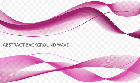 Abstract wave element for design. Digital frequency track equalizer. Stylized line art background. Vector illustration. Wave with dots created using blend tool. Curved wavy line, smooth stripeのイラスト素材