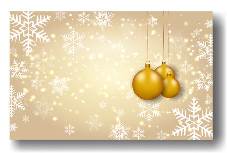 Beautiful gold Christmas ball vector illustration. New Year Celebration. Winter Snowflakes. Gold Snow patternのイラスト素材