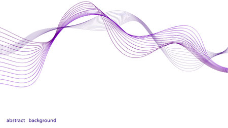 An eyecatching and vibrant abstract background showcasing dynamic wave lines in shades of purple and assorted dotsのイラスト素材