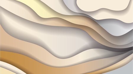 Abstract background with smooth, wavy shapes in shades of beige, grey, and brown. The flowing design creates a calming and elegant effect. Concept of modern art. Vector illustrationのイラスト素材